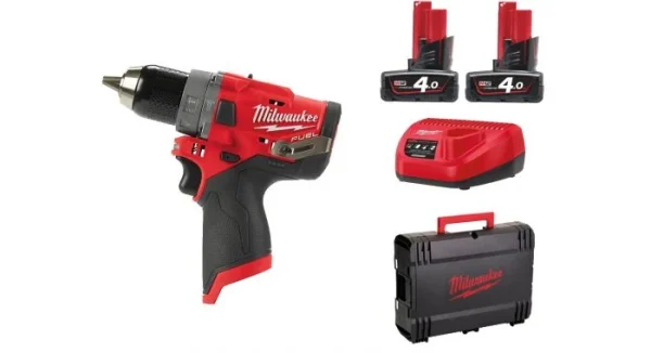 Milwaukee M12 FPD-402X Perceuse Visseuse à Percussion à Batteries 12V Li-Ion (2x Batterie 4,0Ah) Dans HD Box – Moteur Sans Charbon – 4933459804 prix de gros 1